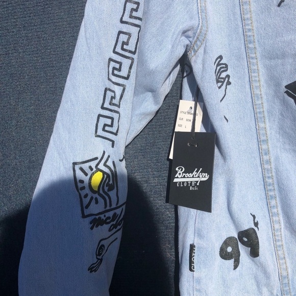 Brooklyn Cloth graphic Artisan oversized denim jacket New L - Picture 11 of 14